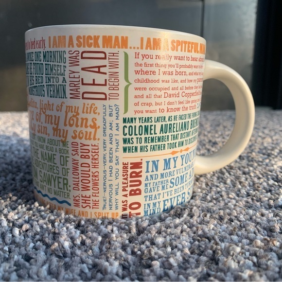 Unemployed Philosophers Guild Great Literary Openings Coffee Tea Mug LIKE NEW! - Picture 1 of 8